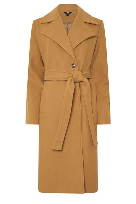 LTS Tall Beige Brown Formal Wrap Belted Midi Coat | Long Tall Sally 5