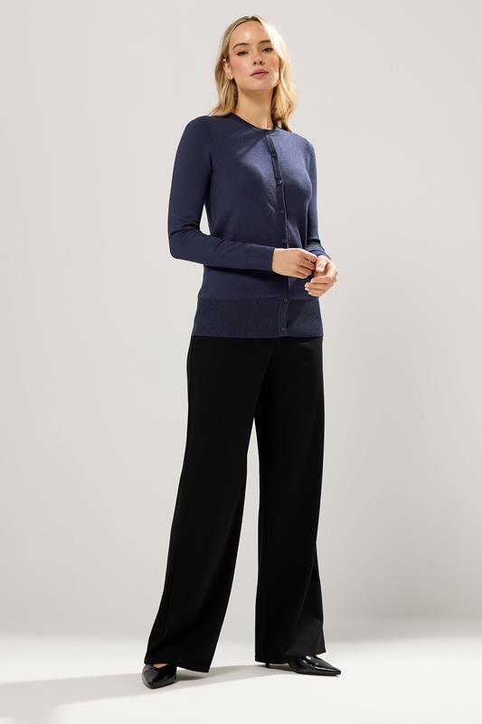 LTS Tall Navy Blue Crew Neck Button Cardigan | Long Tall Sally 2