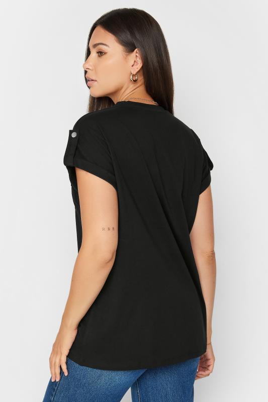 LTS Tall Black Pocket Detail Cotton T-Shirt | Long Tall Sally 3