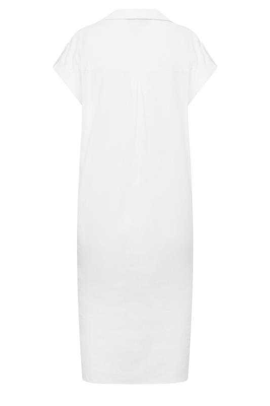 LTS Tall Womens White Linen Button Through Shirt Dress | Long Tall Sally  7
