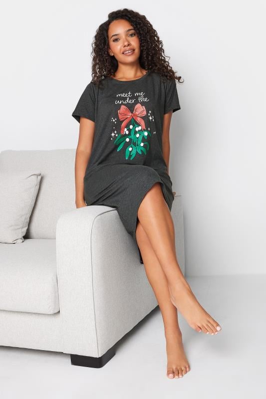 M&Co Black Cotton Christmas Mistletoe Print Nightdress | M&Co 2