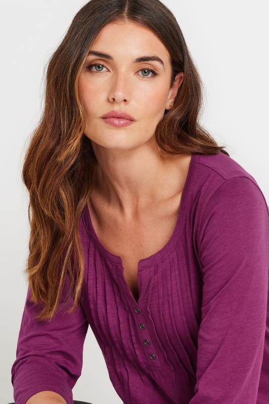 LTS Tall Purple Cotton Henley Top | Long Tall Sally 4