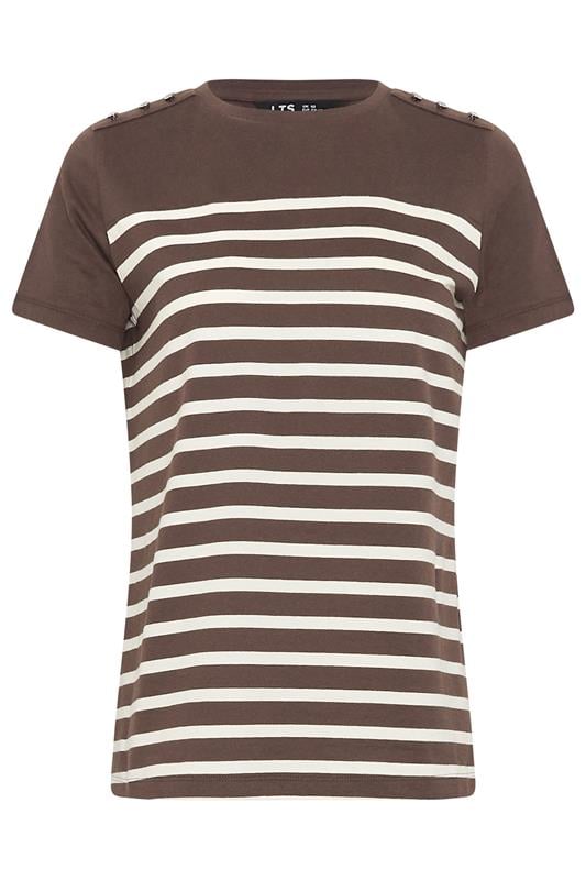 LTS Tall Women's Chocolate Brown Stripe Button T-Shirt | Long Tall Sally  5