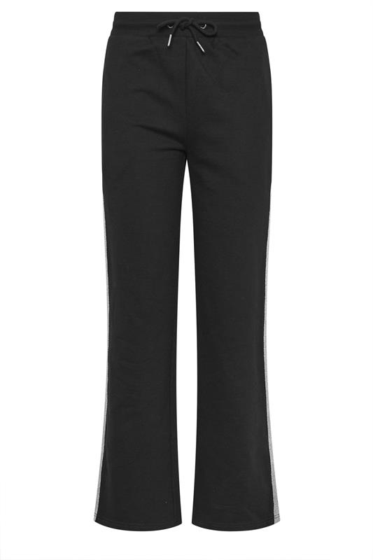 LTS Tall Black Metallic Stripe Wide Leg Joggers | Long Tall Sally 6