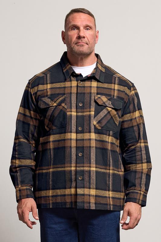 D555 Big & Tall Navy Blue Check Overshirt