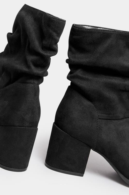 Black Faux Suede Slouch Ankle Boots In Wide E Fit & Extra Wide EEE Fit | Yours Clothing 4