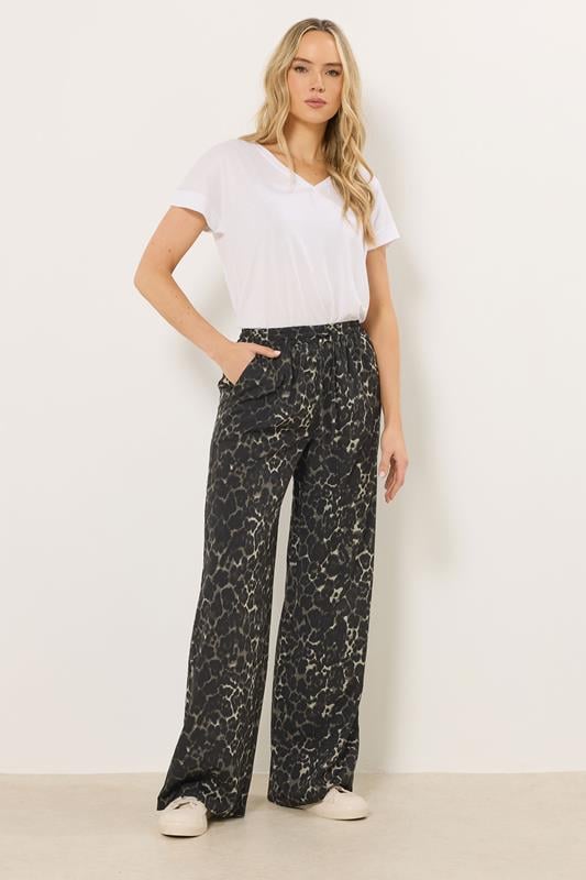 Tall  LTS Tall Grey Leopard Print Wide Leg Trousers