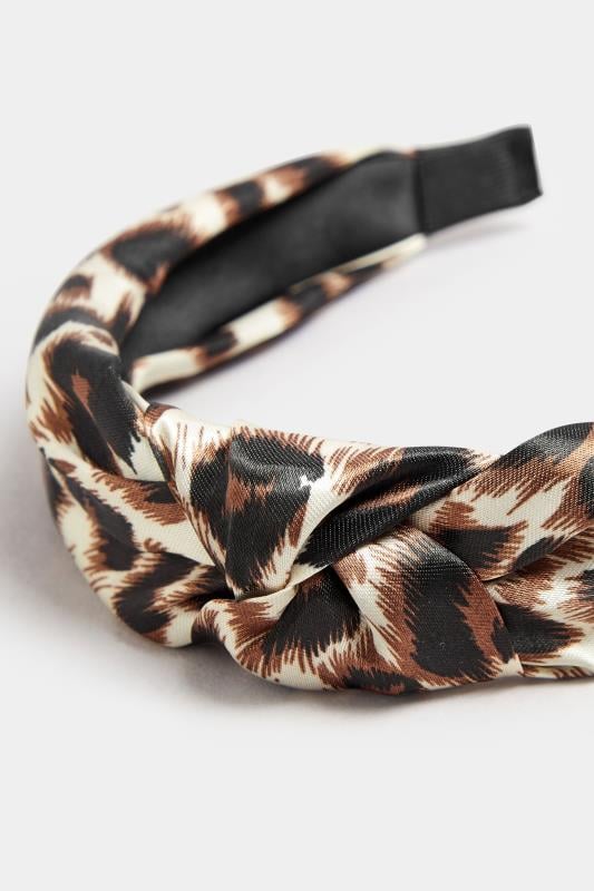 Brown Leopard Print Knot Headband | Yours Clothing 3