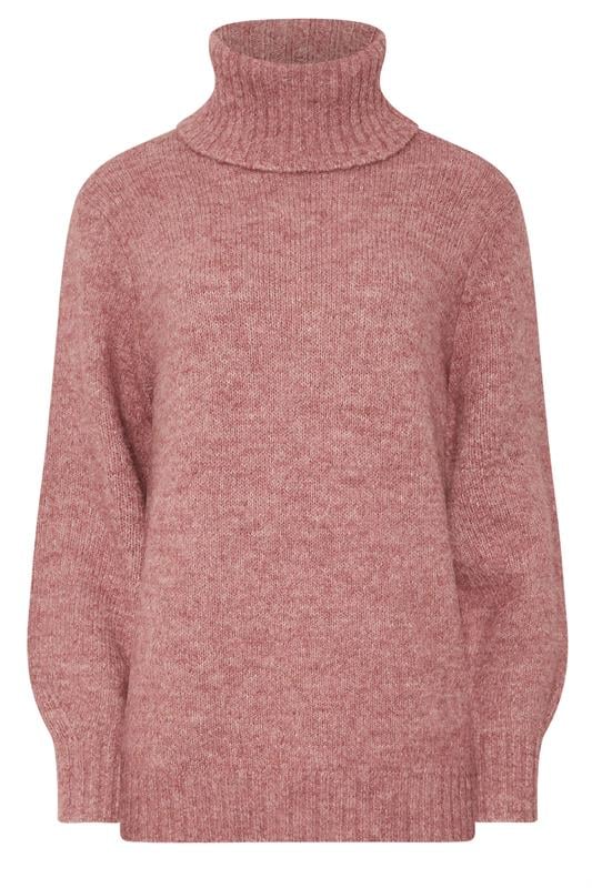 LTS PREMIUM Tall Pink Chunky Wool Roll Neck Jumper | Long Tall Sally 6
