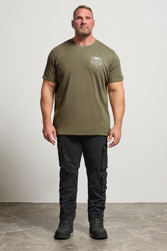 BadRhino Big & Tall Olive Green Skull Emblem Graphic T-Shirt | BadRhino 4
