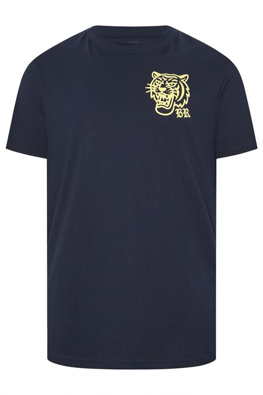 BadRhino Big & Tall Navy Blue Tiger Graphic T-Shirt