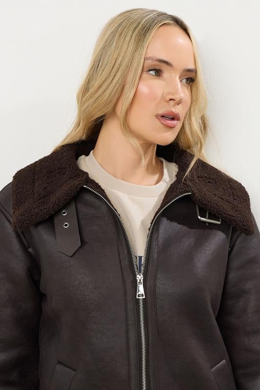 LTS Tall Chocolate Brown Aviator Jacket | Long Tall Sally 6