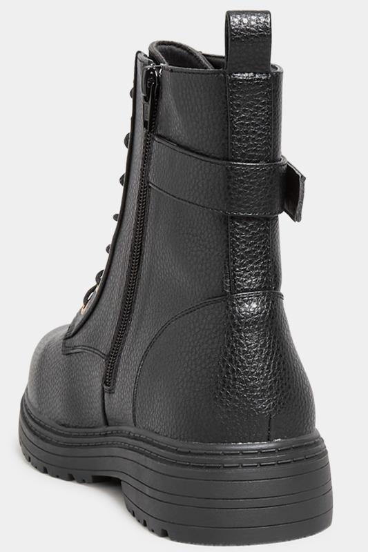 Black Buckle Lace Up Ankle Boots In Wide E Fit & Extra Wide EEE Fit | Yours Clothing 4