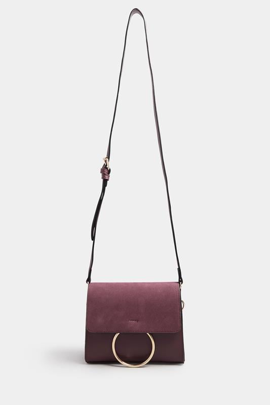 Burgundy Red Ring Detail Cross Body Bag | Yours Clothing 2