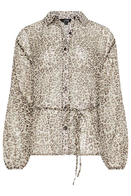 LTS Tall Women's Natural Brown Leopard Chiffon Shirt | Long Tall Sally 5