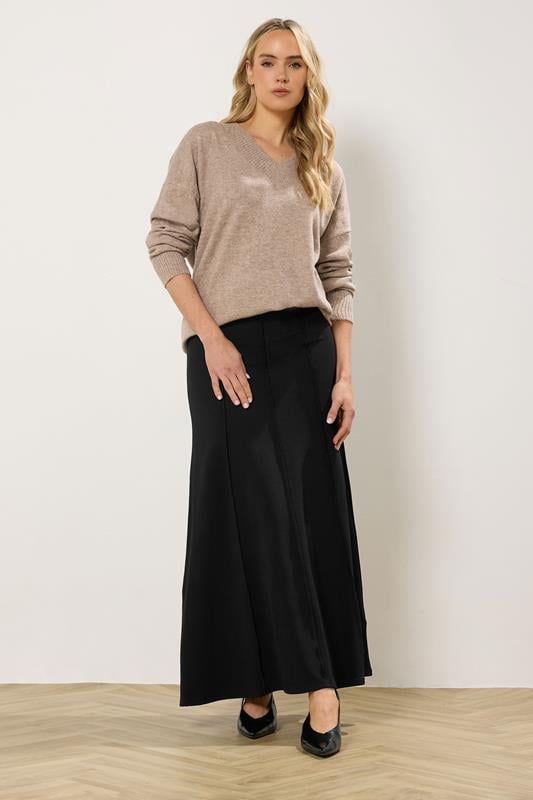 Tall  LTS Tall Black Seam Front Flared Maxi Skirt