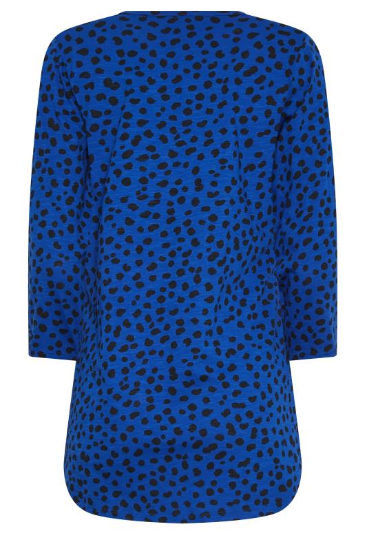 LTS Tall Women's Blue Dalmatian Print Henley Top | Long Tall Sally 7