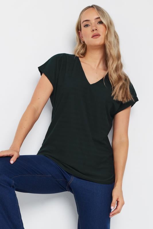 Tall  LTS Tall Black Shadow Stripe V-Neck Boxy Top