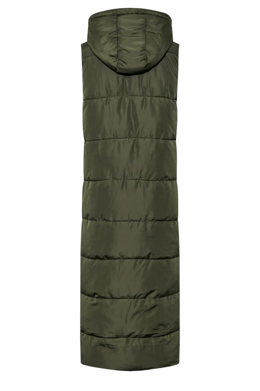 LTS Tall Women's Khaki Green Hooded Midaxi Puffer Gilet | Long Tall Sally 7