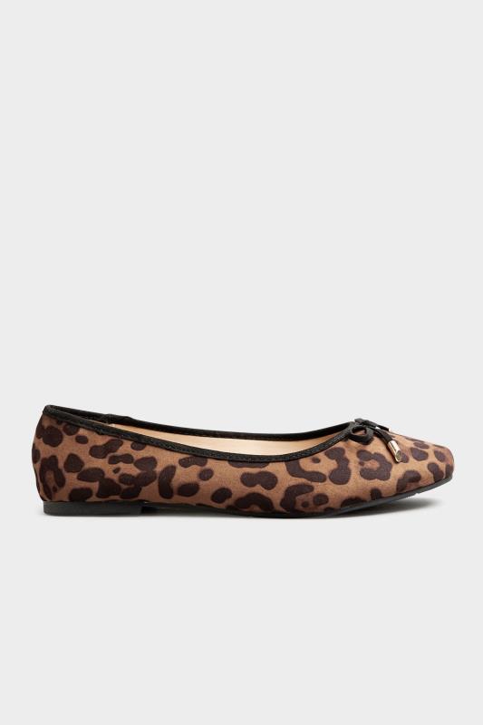 Plus Size Brown Leopard Print Ballet Pumps In Wide E Fit & Extra Wide EEE Fit | Yours Clothing 4