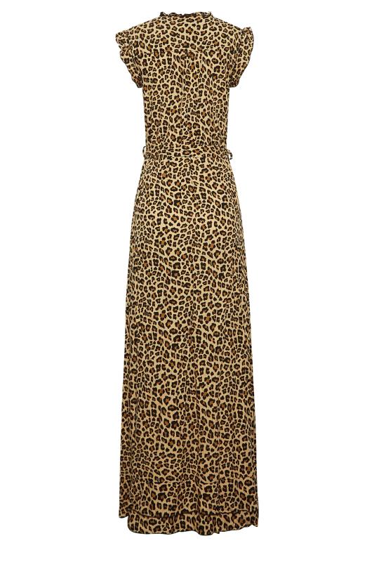 LTS Tall Women's Brown Animal Print Frill Sleeve Maxi Dress | Long Tall Sally 7