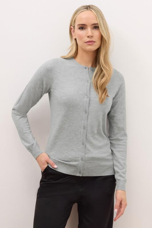 Tall  LTS PREMIUM Tall Light Grey Button Down Cardigan