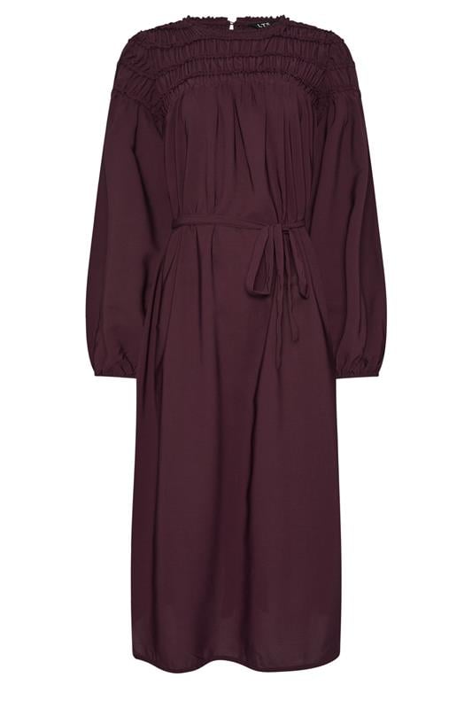 Tall  LTS Tall Purple Shirred Long Sleeve Midi Dress
