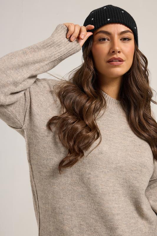 Plus Size  Yours Black Diamante Beanie