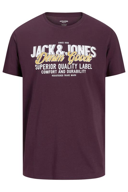 JACK & JONES Big & Tall Monks Robe Brown Logo Chest Print T-Shirt | BadRhino 1