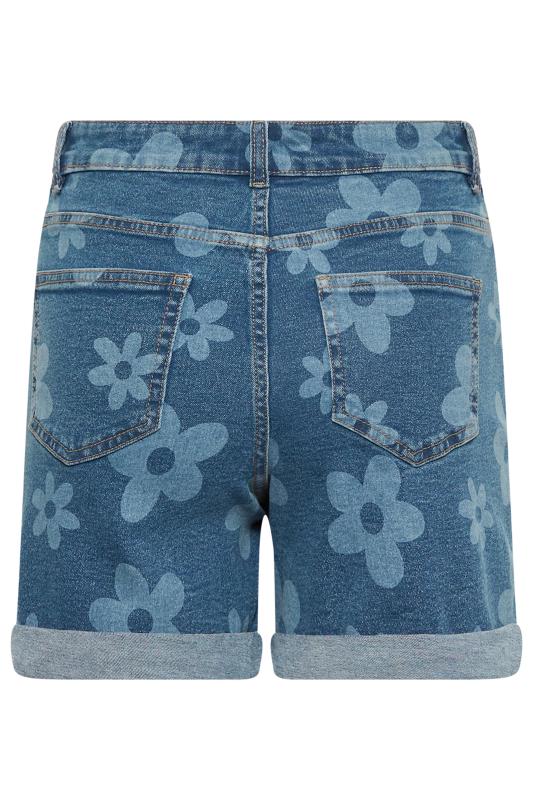 LTS Tall Women's Blue Floral Print Denim Shorts | Long Tall Sally 6