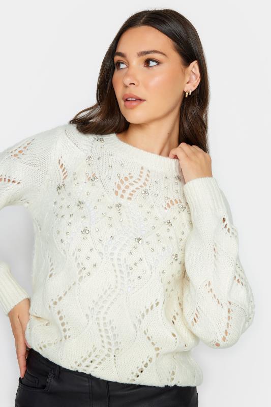 LTS Tall White Embellished Jumper | Long Tall Sally  5