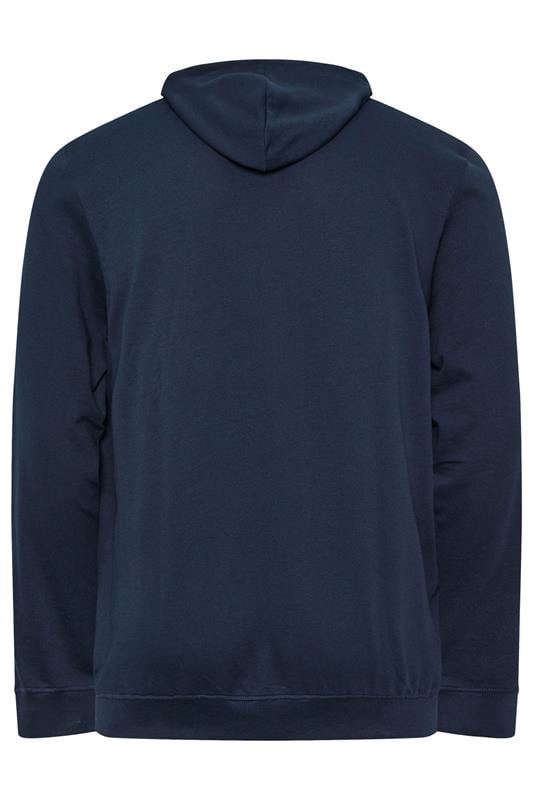 JACK & JONES Big & Tall Navy Blue Zip Through Print Hoodie | BadRhino 2