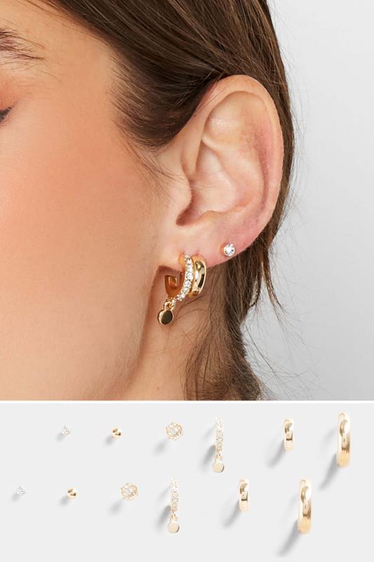 6 PACK Gold Hoop & Stud Earrings | Yours Clothing 1