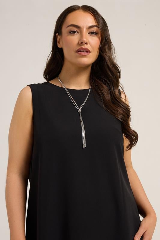 Silver Tone Long Diamante Ball Necklace | Yours Clothing 1