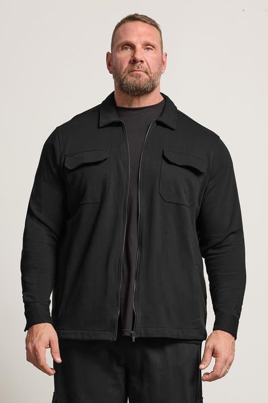 Men's  STUDIO A Big & Tall Navy Blue Zip Through Shacket