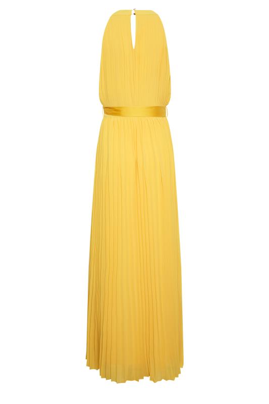 LTS Tall Women's Yellow Pleated Halter Neck Maxi Dress | Long Tall Sally 10