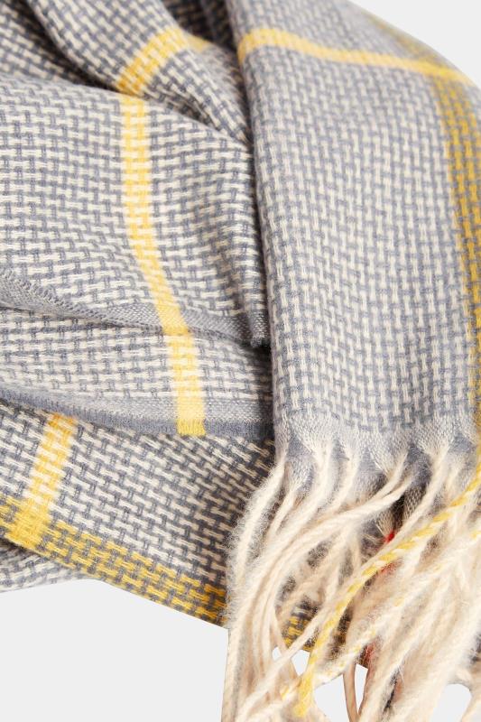 Light Grey Check Tassel Scarf | Yours Clothing  3