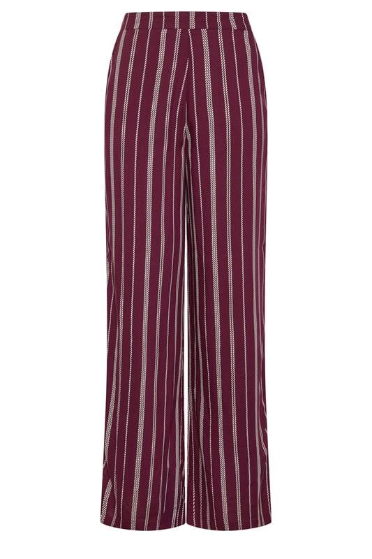 LTS Tall Women's Burgundy Red Rope Stripe Wide Leg Trousers | Long Tall Sally 5