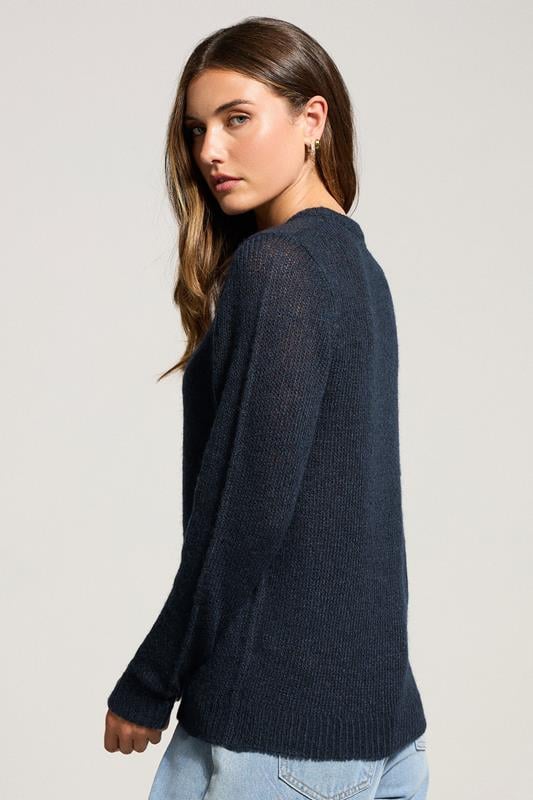 LTS Tall Navy Blue Knitted Button Cardigan | Long Tall Sally 3