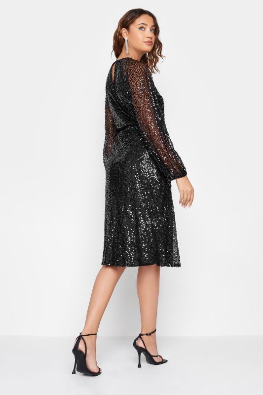 LTS Tall Black Sequin Embellished Keyhole Midi Dress | Long Tall Sally 4