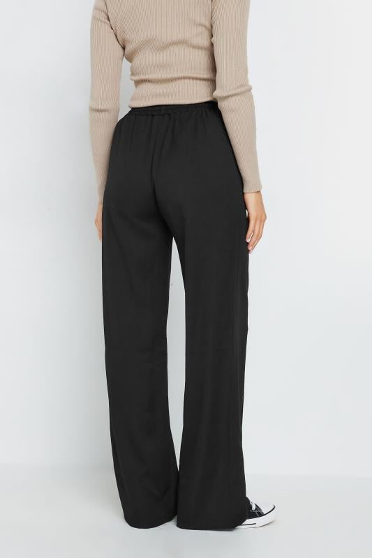 LTS Tall Black Tie Waist Wide Leg Trousers Long Tall Sally