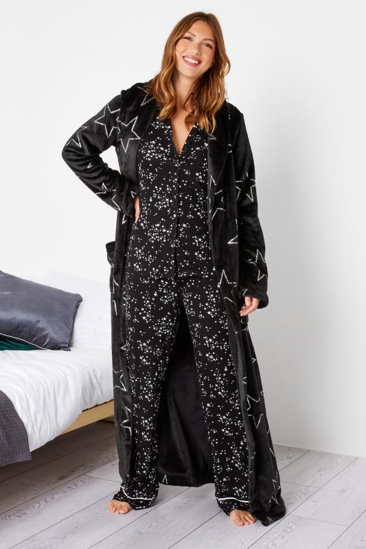 LTS Tall Women's Black Foil Star Print Maxi Dressing Gown | Long Tall Sally 3