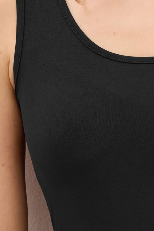 LTS MADE FOR GOOD Black Cotton Longline Vest Top | Long Tall Sally  4