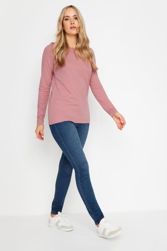 LTS Tall Blush Pink Crew Neck Long Sleeve Cotton T-Shirt | Long Tall Sally 2