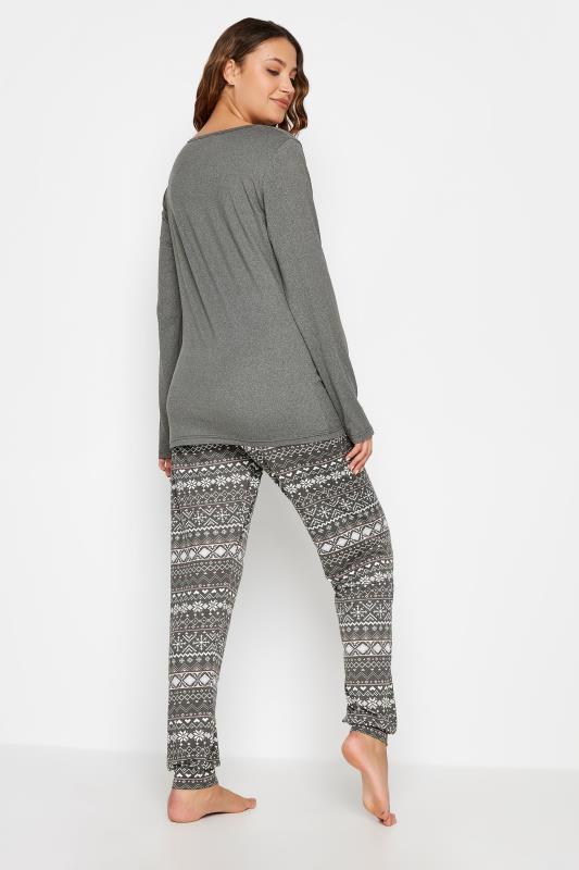 LTS Tall Women's Grey Fairisle Print Soft Touch Pyjama Set | Long Tall Sally 3