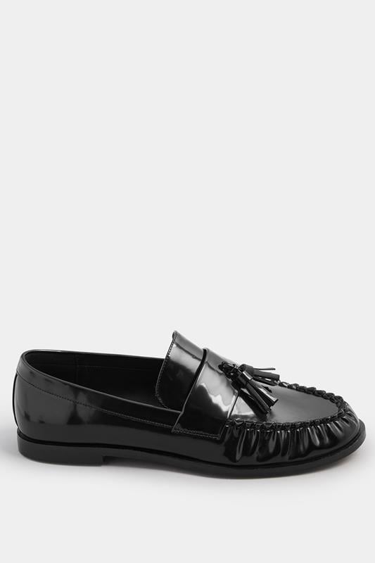 LTS Black Patent Tassel Flat Loafers | Long Tall Sally 2