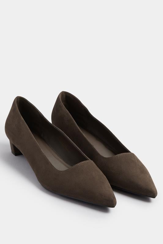 Tall  LTS Chocolate Brown Pointed Block Court Heel