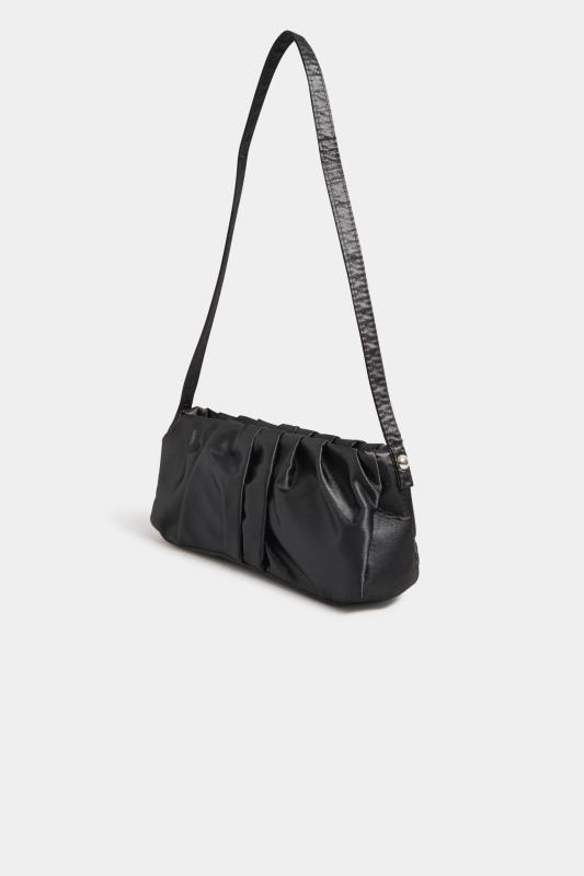 Black Satin Ruched Shoulder Bag | Yours Clothing 3