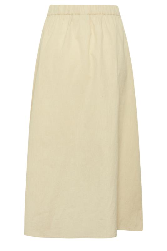 LTS Tall Women's Beige Brown Linen Button Front Skirt | Long Tall Sally 5
