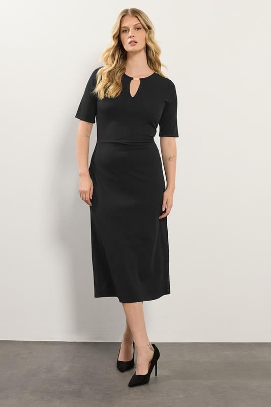 Tall  LTS Tall Black Keyhole Midi Dress